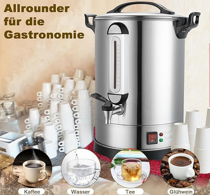 Coffee Percolator Large Coffee Maker 155 Cups Commercial Coffee Urn Electric Industrial Coffee Maker Hot Water Dispenser Tea Maker Machine for Catering, Church, Restaurant Dual Layer Stainless Steel