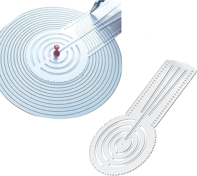 3-in-1 Mandala Ruler Tool with Holes, Mandala Dot Art Circle Maker, Compass Protractor Straight Ruler for Dot Art Geometric Mandala Pattern Design, Small Size (15cm/6")
