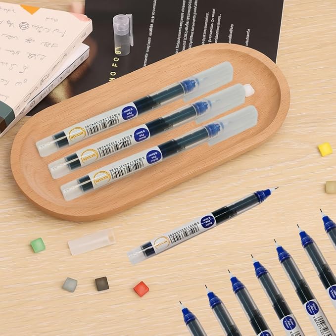 Blue Gel Pens Pack of 6 | 0.6mm Smooth Writing Rollerball Pen | Premium German Ink | Ergonomic Grip | Quick-Dry | Ideal for Students & Office Use