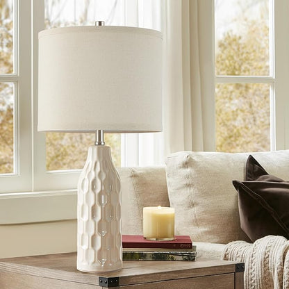 Luvkczc 24.8" Ceramic Table Lamps Set of 2 with 3 Color Temperature & Bulbs Included - Bedside Lamps for Nightstand, Living Room, Bedroom, Home Office Decor