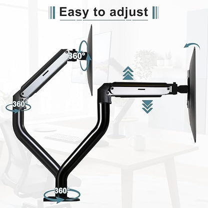 Okak Dual Monitor Stand for Desk Dual Monitor Arm Mount Computer for VESA Mounting Holes 75 and 100mm, 15 to 27 Inch Screens Stand Up to 26.4lbs, Office Desk Accessories, Two Pack
