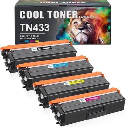 Cool Toner Compatible Toner Cartridge Replacement for Brother TN433 TN-433 TN431 Brother HL-L8360Cdw MFC-L8900Cdw HL-L8260Cdw MFC-L8610Cdw HL-L8360Cdwt Printer Ink (Black Cyan Magenta Yellow, 4 Pack)