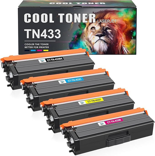 Cool Toner Compatible Toner Cartridge Replacement for Brother TN433 TN-433 TN431 Brother HL-L8360Cdw MFC-L8900Cdw HL-L8260Cdw MFC-L8610Cdw HL-L8360Cdwt Printer Ink (Black Cyan Magenta Yellow, 4 Pack)