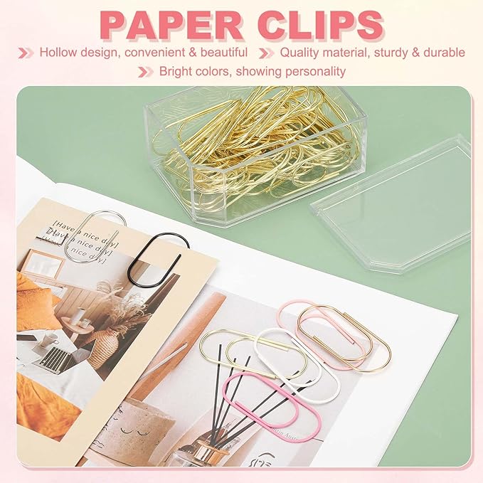 PATIKIL 100 Pcs Paper Clip, 2inch Non-Skid Metal Paper Clamp Clips Large for Office Supplies Craft Scrapbook Document Note Sorting, Electroplating, Rose Gold