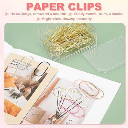 PATIKIL 100 Pcs Paper Clip, 2inch Non-Skid Metal Paper Clamp Clips Large for Office Supplies Craft Scrapbook Document Note Sorting, Electroplating, Rose Gold