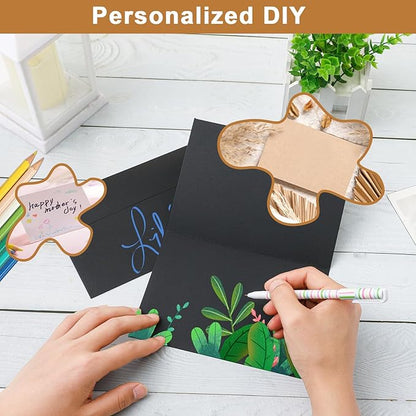 Black Blank Greeting Cards with Envelopes 4.25 x 5.5 Folded Cardstock and Printable A2 Envelopes Self Seal 20 Packs for Graduations, Invitations, Wedding, Thank You Cards & All Occasion
