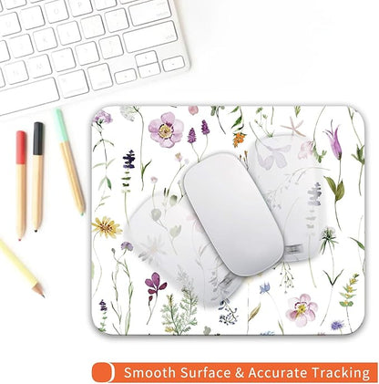 Square Mouse Pad Beautiful Flowers Plants, Personalized Premium-Textured Custom Mouse Mat Design, Washable Mousepad Cloth, Non-Slip Rubber Base Computer Mouse Pads for Wireless Mouse