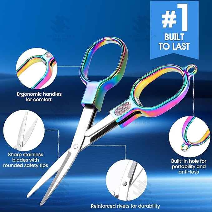 Mini Travel Folding Scissors, 2 PCS TSA-Compliant Portable Badge Scissors, Safety Stainless Steel Small Foldable Pocket Scissor for Nurse Accessories, Outdoor, Sewing, Craft, Fishing, School, Office