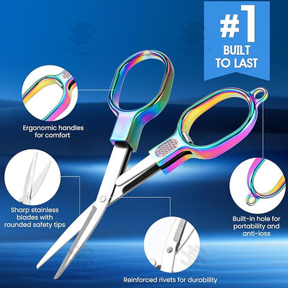 Mini Travel Folding Scissors, 2 PCS TSA-Compliant Portable Badge Scissors, Safety Stainless Steel Small Foldable Pocket Scissor for Nurse Accessories, Outdoor, Sewing, Craft, Fishing, School, Office