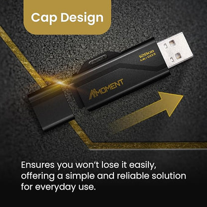 Moment 128GB (4 Pack) MU G03 USB Flash Drive 4-Pack – USB 3.2 Memory Stick with Protective Cap and Keychain Loop, Up to 100MB/s Read, 30MB/s Write – Plug & Play USB Drive for PC, Mac, TV, Car