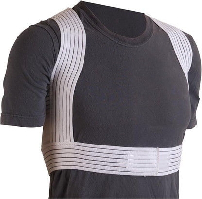 DMI Posture Corrector for Men and Women, Adjustable Criss-Cross Support for Reducing Back Pain and Strain, Comfortable and Breathable, Machine Washable, White, Large, 42" to 44" Chest Size