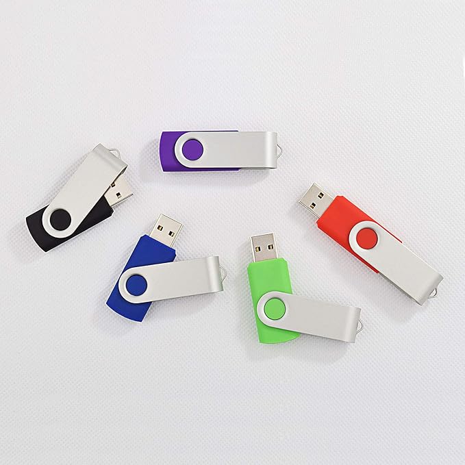 KOOTION 5 Pack 32GB Flash Drive USB 2.0 Thumb Drive Backup Memory Swivel Stick USB Drive (5 Mixed Color, 32G)