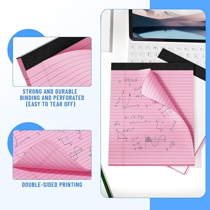 3pcs Legal Pads 8.5 x 11, Notepads 8.5 x 11 Inch, Pink Note Pads Clear Print Writing Pads of Paper, Memo Pads , Perforate Legal Notepads Paper , Wide Ruled Lined with Sturdy Back,30 Sheets/Pack