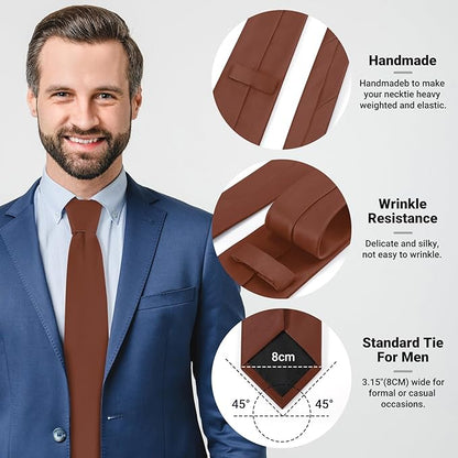 Black Ties For Men Solid Pure Color Formal Neckties 3.15" (8CM) Men's Tie for Business and Wedding with Gift Box