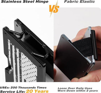 Upgraded Hinged Minimalist Wallet for Men | Slim Metal RFID Blocking Wallet | Credit Card Holder & Money Clip Holds 20 Cards | Premium Scratch-Resistant Finish | Ideal Gift for Men