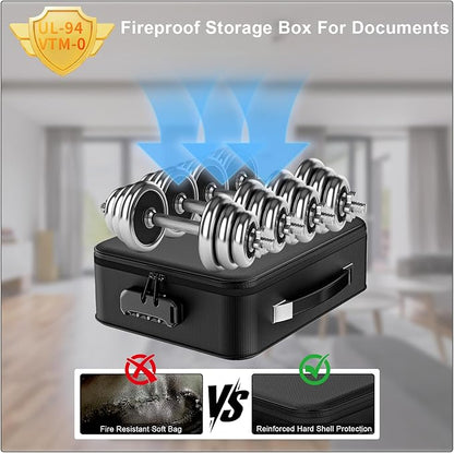 Fireproof Document Box With Combination Lock,Hard Case File Organizer Heat Insulated And Waterproof,Portable Home Travel Safe Storage Box For Important Documents Laptop,Files More