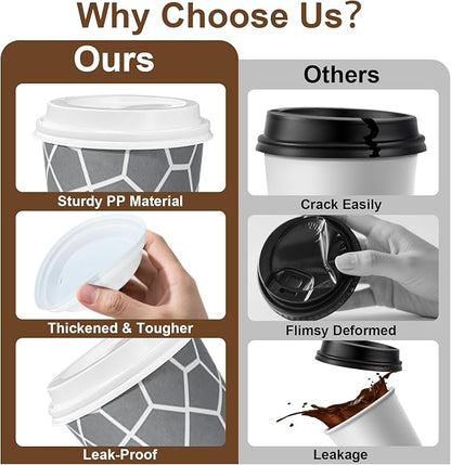 240 Pack Coffee Cup Lids, Disposable Coffee Lid, Leak Proof Plastic Lids for 10, 12, 16, 20, 24 oz Paper Cups, Hot Cup Lid 3.54 Inches/90 mm Diameter