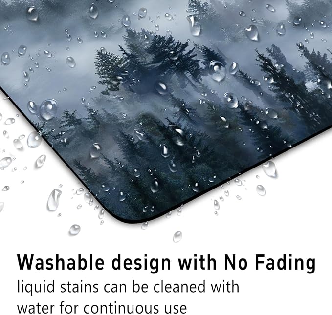 Grey Forest Patterns Desk Mat, Large Gaming Mouse Pad Non-Slip Rubber Base with Stitched Edges, Waterproof Protection for PC Laptop Home Office Desk Decor (12.5x10.5in)