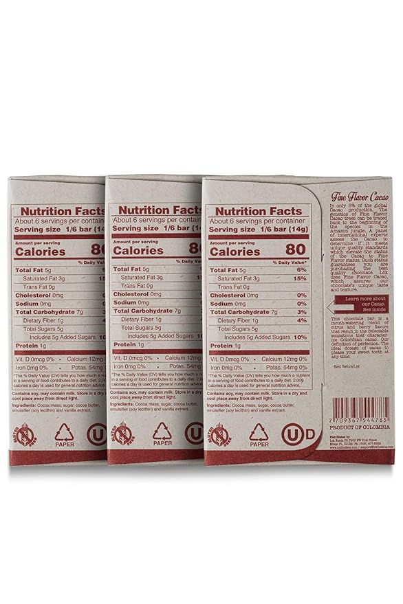 Lok Dark Chocolate Bar 60% Cacao | Fair Trade, Non GMO, Kosher, Gluten Free, Vegan, Bean-to-Bar, Paleo, Ethically Sourced Lök | 3.0 Ounce 3 Pack
