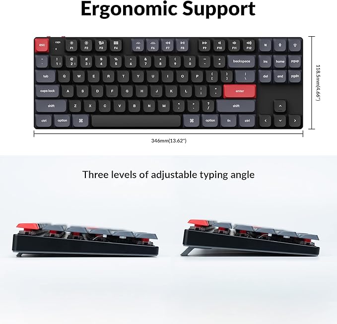 Keychron K1 Pro RGB Ultra-Slim QMK/VIA Custom Bluetooth Wireless/USB Wired Mechanical Keyboard with Low-Profile Gateron Brown Switch, PBT Keycaps TKL Layout Computer Keyboard for Mac Windows Linux