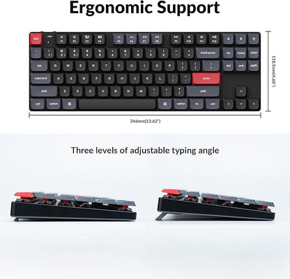 Keychron K1 Pro RGB Ultra-Slim QMK/VIA Custom Bluetooth Wireless/USB Wired Mechanical Keyboard with Low-Profile Gateron Brown Switch, PBT Keycaps TKL Layout Computer Keyboard for Mac Windows Linux
