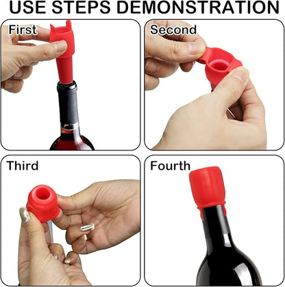 8Pcs Reusable Sparkling Wine Bottle Stoppers, Silicone Wine Seal Stoppers with Handle Double Sealed Wine Bottle Stoppers 4 Colors Wine Stoppers, Wine Bottle Sealers for Wine Beer Champagne Bottles