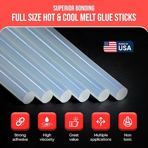 Wholesale® Full Size Hot & Cool Melt Glue Sticks for Glue Gun - Bulk 10in - Great for Art, Craft & Repairs - 7/16" X 10" (Approx 450 Sticks, 25lbs Pack) - Made in USA