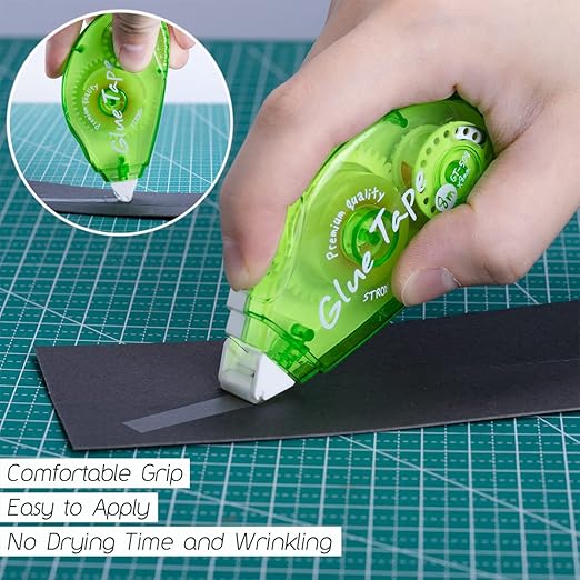 XUXU 6 Pack Double Sided Tape Roller, Scrapbooking Tape, Permanent Adhesive Tape Dispenser Runner for Crafts and Arts Projects, Photo-Safe, 0.3-inch by 315-Inch