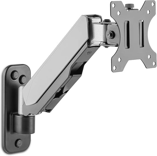 AVLT Single 32" Monitor Wall Mount [Short] fits One Flat/Curved Computer Monitor Full Motion Height Swivel Tilt Rotation Adjustable Monitor Arm - VESA/Cable Management