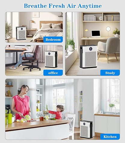 Air Purifier,FRESHDEW Smart WiFi Air Purifiers for Home with H14 HEPA and Activated Carbon Filter, Removes 99.99% of Dust,Odors,Smoke,and Pet Hair Covers up to 2300 Sq.Ft, Quiet and Energy Efficient