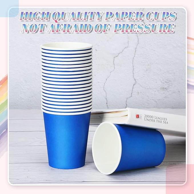 Dingion 300 pcs Colorful Paper Cups 8 oz Valentine Hot Cups Disposable Mouthwash Holiday Party Cup for Tea Coffee Valentine New Year Birthday Party