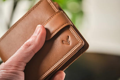 Soft Leather Wallet for Men - Mens Wallet Bifold with Zipper Coin Pocket - Holds Bills, Credit Cards, Coins - Carteras para Hombres Piel - Billeteras de Hombres Cuero Original - RFID Blocking.