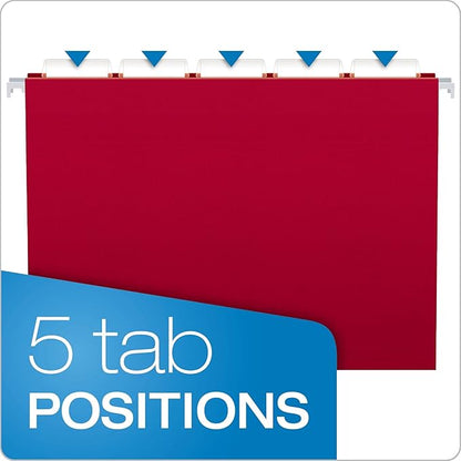 Pendaflex Hanging File Folders, Letter Size, Assorted Colors, 1/5-Cut Adjustable Tabs, 25 Per Box (81663) (Pack of 10)