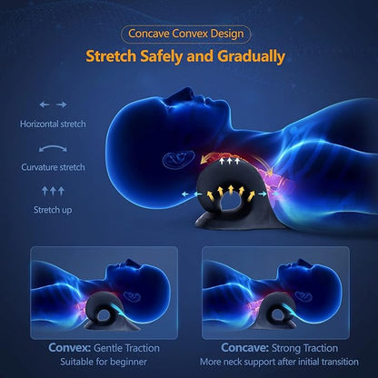 Cozyhealth Neck Stretcher for Neck Pain Relief, Heated Cervical Traction Device Pillow with Graphene Heating Pad, Neck and Shoulder Relaxer for TMJ Pain Relief and Cervical Spine Alignment (Black)