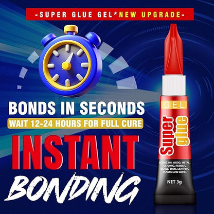 3 Gram (Pack of 48) Single use Super Glue Gel, Super Fast, Thick & Strong Adhesive Superglue, Cyanoacrylate Glue for Hard Plastics, DIY Craft, Ceramics, Frame, Leather, Metal Etc