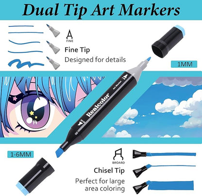 120 Alcohol Markers Set,Dual Tip Art Markers for Adult Coloring, Alcohol Marker Set for Drawing,Coloring,Sketching,Card Making,Illustration, Ideal for Artists, Designers & Crafters
