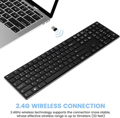 TIETI K01R Wireless Keyboard, 2.4G Slim and Compact Wireless Keyboard with Numeric Keypad, Long Battery Life, Lag-Free for PC Laptop Computer Windows, Black