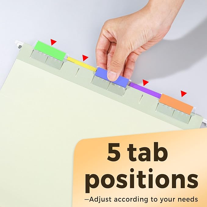 SUNEE Hanging File Folders Letter Size, Pastel Colors, 25 Count Letter Size File Folders with 1/5-cut Tabs, Heavy Duty 1 Inch Expansion, Stay Organized for Your Home and Office Bulk File