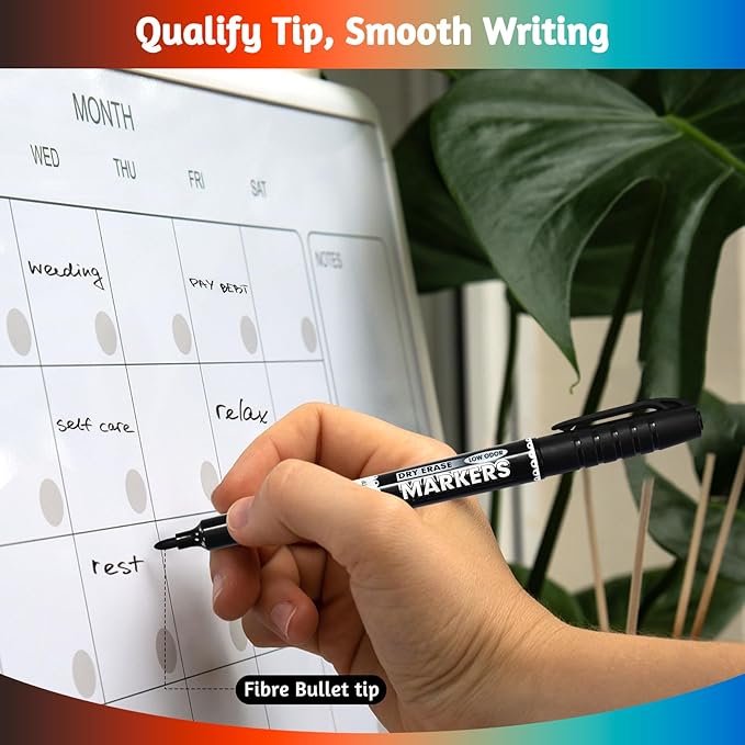 Dry Erase Markers, Fine Tip Whiteboard Markers, Low Odor Dry Marker, Fine Point Marker are pecfect for Whiteboard Mirrors Glass, 36 pack 4 Assorted Color Markers for School Office Home