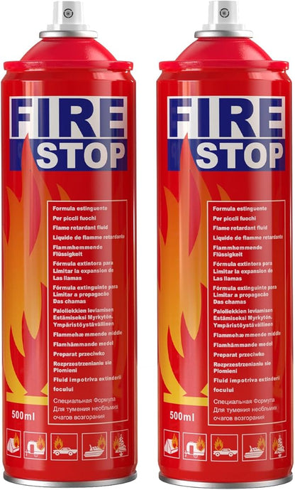 Fire Extinguisher 2-Pack with Mounting Bracket for Home, Kitchen, Car, Grill - Portable Small A, B, C, K Fire Extinguisher - 8-in-1 - Prevents Reignition.