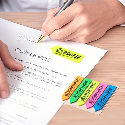 800 Sheets Sign Here Index Marker, Assorted Colors Sign Here Tabs Sign Post Here Index, Flags Vital Signs Sticky Notes for documents notebooks Contracts, Books,Files or Notary Supplies