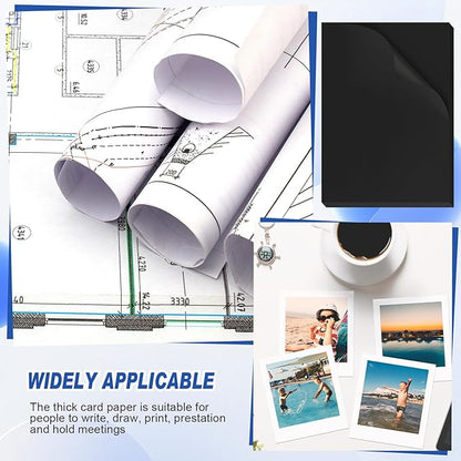 100 Pcs Printer Paper 11 x 17 Inch Copy Paper 52 lb Glossy Paper Heavy Weight Cardstock Tabloid Paper Heavy Card Stock for Presentation Laser Back to School Office Supplies (Black)
