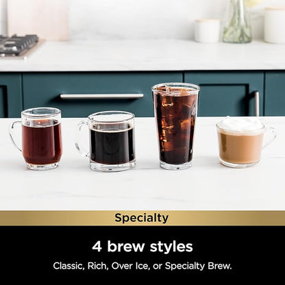 Ninja Pod & Grounds Specialty Single-Serve Coffee Maker, K-Cup Pod Compatible, Brews Grounds, Compact Design, Built-In Milk Frother, 56-oz. Reservoir, 6-oz. Cup to 24-oz. Mug Sizes, Stone, PB051ST