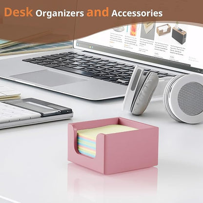 Sticky Note Holder, Post It Note Dispenser for Office Desk Accessories, Self Stick Note Pad Holder, Memo Pad Holder Dispenser Organizer for School Office Desk Supplies, Pink