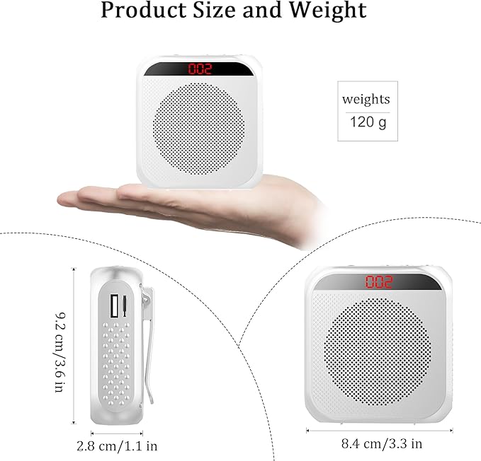 Portable Voice Amplifier for Teachers,Rechargeable Portable Microphone with Speaker,Wired Microphone,Pa System for Outdoors, Teaching, Meeting, Tour Guide, Yoga(5PCS,White)