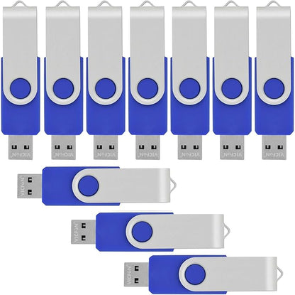 VICFüN 10pcs 8GB USB Flash Drive 8G Blue Color USB 2.0 Flash Memory Stick Foldable Thumb Stick