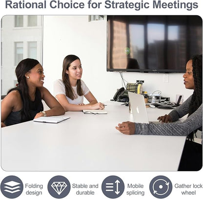 Conference Room Table, Folding Conference Table with Flip-Top Design, Mobile Seminars Dynamic Meetings Training Tables for Offices, Classrooms, and Meeting Room (10, HS1619, 47.2)