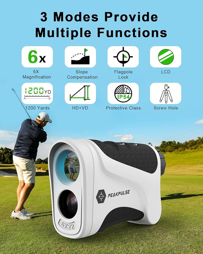 Golf Rangefinder 650/1200/1700 Yards Range Finder Golfing 6X Magnification 0.5 Yard Accuracy Flag Pin Lock Vibration Fast Focus High Clarity Display Easy to Use