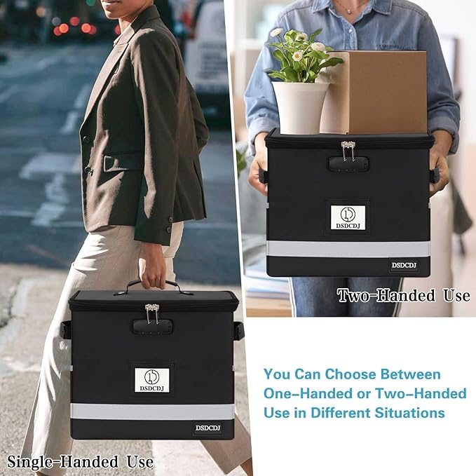Fireproof Document Box - Fireproof File Organizer with Lock, Portable File Box with Handle, Portable Home Office File Cabinet for Hanging Letter/Legal Folder (12.3 x7.7 x10.5in)
