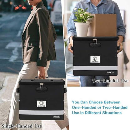 Fireproof Document Box 2 Pack - Fireproof File Organizer with Lock, Portable File Box with Handle, Portable Home Office File Cabinet for Hanging Letter/Legal Folder (12.3 x7.7 x10.5in)
